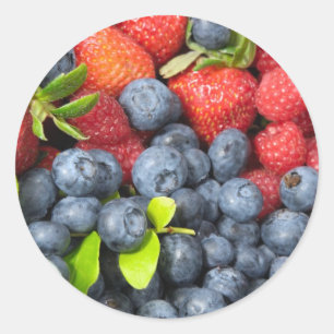 Erdbeerblaubeeren und -himbeeren runder aufkleber