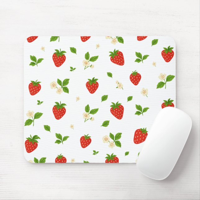 Erdbeerblüten-Mauspad, süße Wasserfarben Mousepad (Mit Mouse)