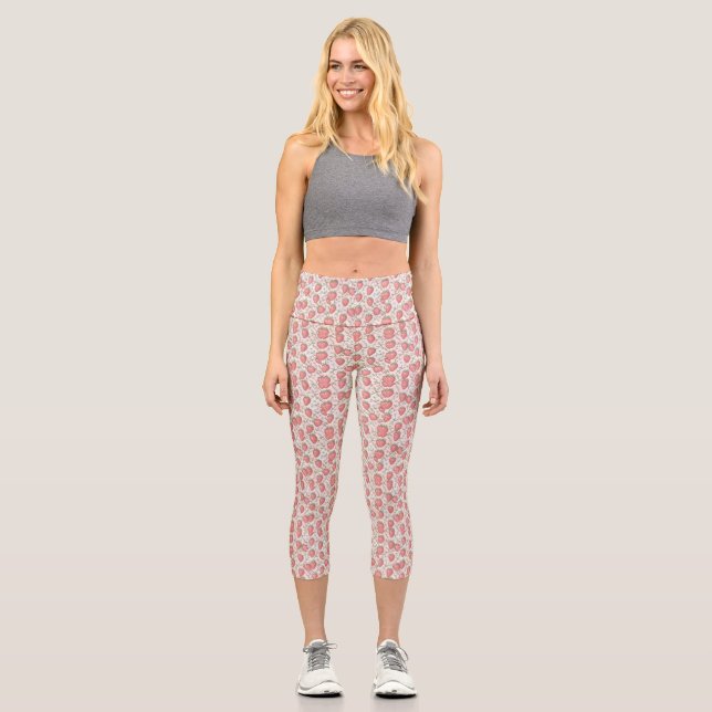 Erdbeerblüten-Pastell Capri Leggings (Vorderseite)