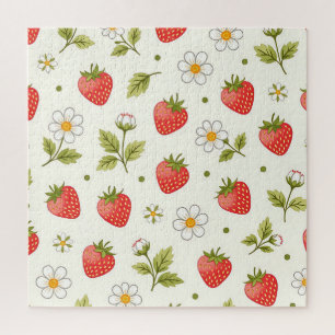 Erdbeerblüten-Sommer-Muster Puzzle
