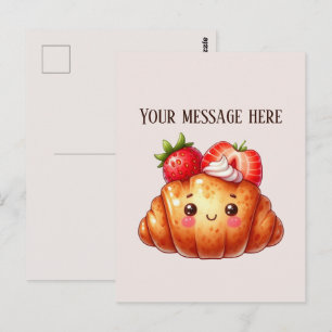 Erdbeercroissant Firmenname oder Nachricht hinzufü Postkarte