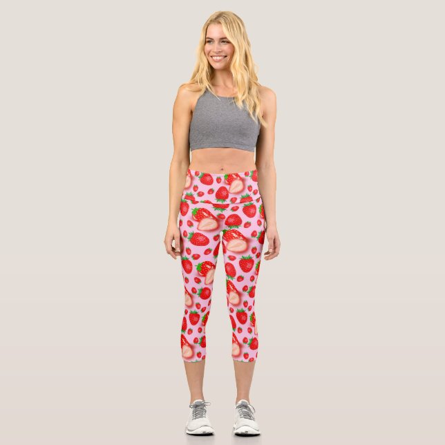Erdbeerdesign Capri Leggings (Vorderseite)