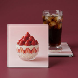 Erdbeerdessert Glasuntersetzer