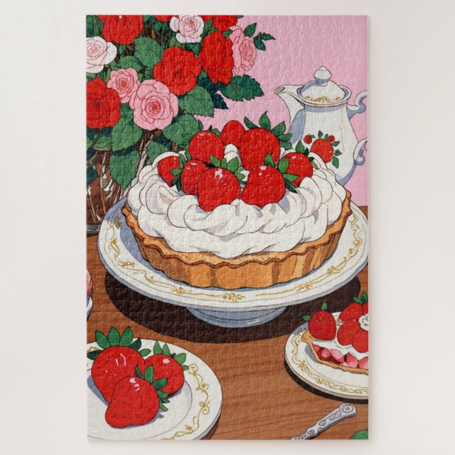 Erdbeerdessert Puzzle (Vertikal)