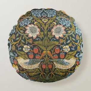 Erdbeerdiebe von William Morris, Vintage Kunst Rundes Kissen