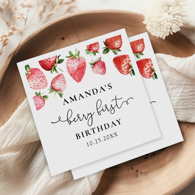 Erdbeere 1. Geburtstag Berry Sweet One  Serviette (Von Creator hochgeladen)