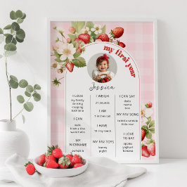 Erdbeere 1. Geburtstag Party Foto Meilenstein Poster