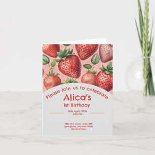 Erdbeere 1. Geburtstagseinladung im Sommer Einladung