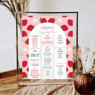 Erdbeere 1. Geburtstagsfeier Berry Erster Geburtst Poster