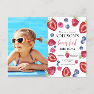 Erdbeere 1. Geburtstagsfeier Berry First Foto Postkarte