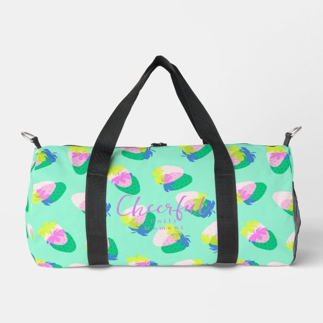 Erdbeere Aquamarin Duffle Bag (Vorderseite)