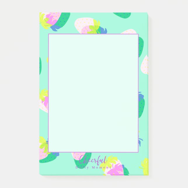 Erdbeere Aquamarin Post-it Klebezettel (Vorderseite)