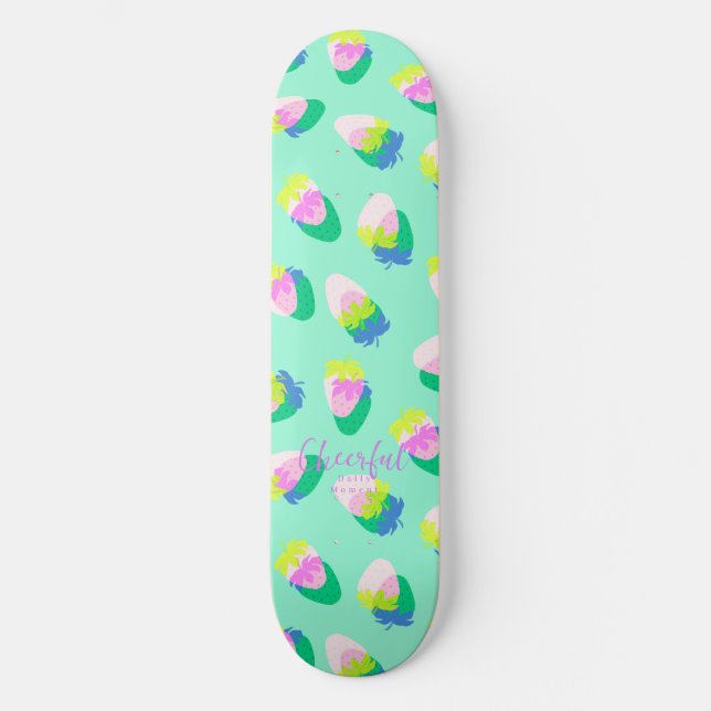 Erdbeere Aquamarin Skateboard (Vorderseite)