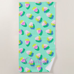 Erdbeere Aquamarin Strandtuch