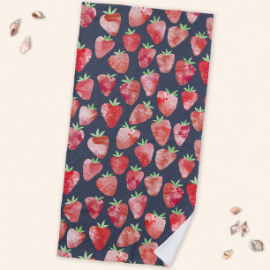 Erdbeere Aquarell Frucht Dunkel Strandtuch