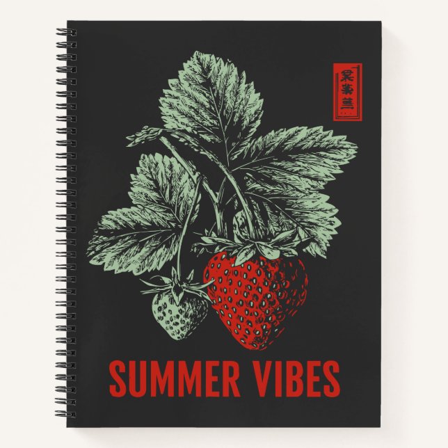 Erdbeere aus Holz | Summer Fruit Portrait Notizbuch (Vorderseite)