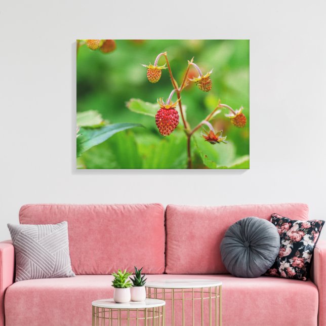 Erdbeere aus Rotem Holz in einem Foto Leinwanddruck (Insitu (Wohnzimmer))