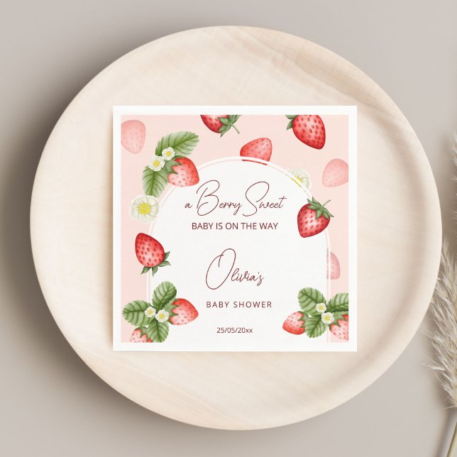 Erdbeere Babydusche Beere süße Vorlage Serviette (Strawberry baby shower berry sweet template napkins personalized baby shower tableware)
