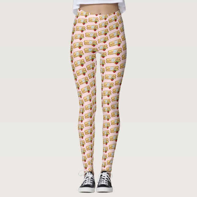 Erdbeere Banana Crêpe Pancake Französischer Lebens Leggings (Vorderseite)