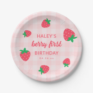 Erdbeere Beere Erste 1. Süße Baby Rosa Geburtstag Pappteller
