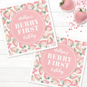Erdbeere Beere Erster 1. Geburtstagsparty Serviette
