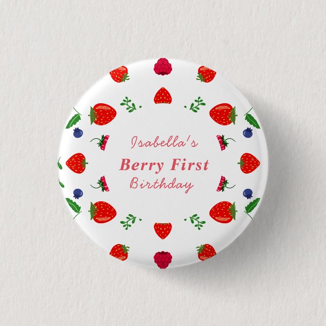 Erdbeere Beere süße Babyparty Button (Vorderseite)