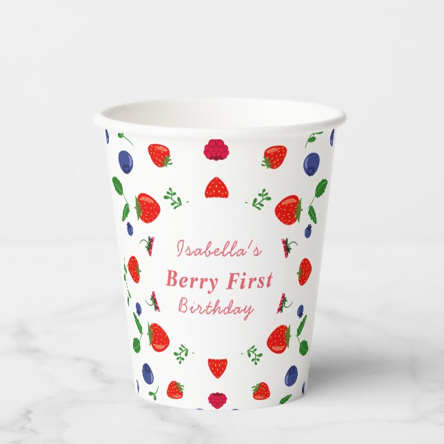Erdbeere Beere süße Babyparty Pappbecher (Vorderseite)
