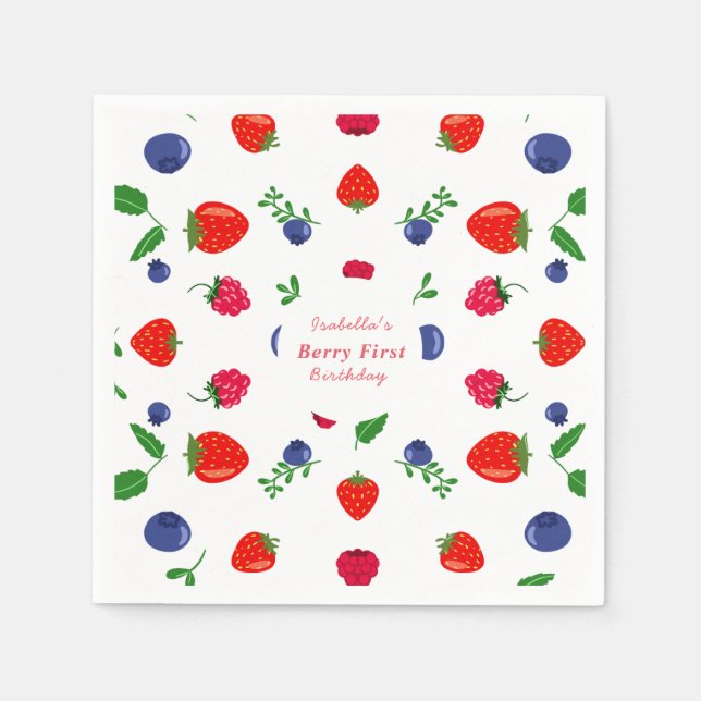 Erdbeere Beere süße Babyparty Serviette (Vorderseite)