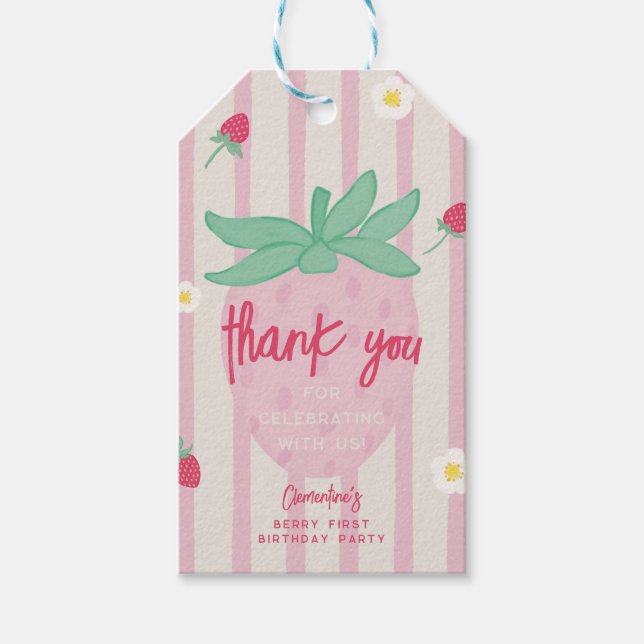 Erdbeere Beeren Geschenkanhänger für die erste Par (Vorderseite)