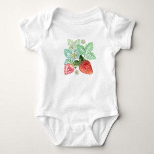 Erdbeere, Beeren, rot, frisch, reif, süß, Nahrungs Baby Strampler