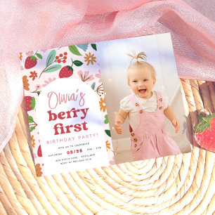 Erdbeere Berry Erste Budget Foto Geburtstagsfeier