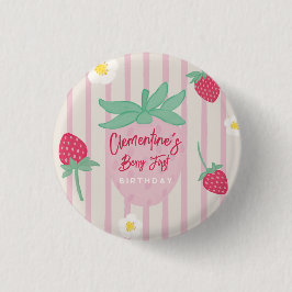 Erdbeere Berry Erster Geburtstag  Button