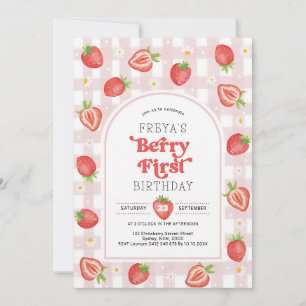 Erdbeere Berry First Girl 1. Geburtstag Einladung