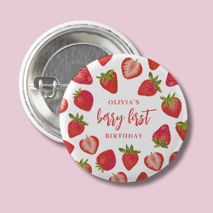 Erdbeere Berry First Mädchen Personalisierter Gebu Button