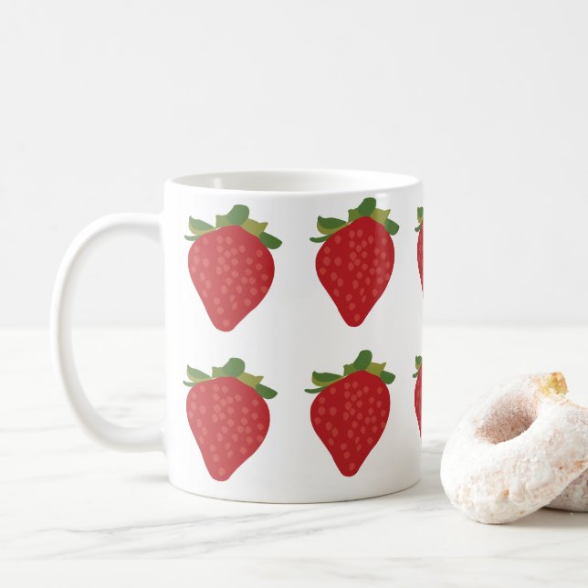 Erdbeere Berry Niedlich Frucht Erdbeeren Kaffeetasse (Mit Donut)