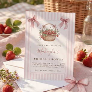 Erdbeere Berry Süße Rosa Schleife Brautparty Einladung
