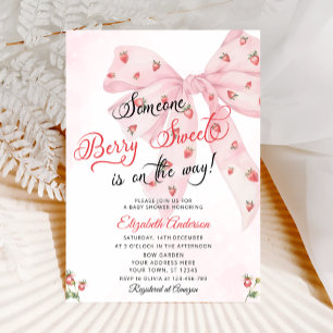 Erdbeere Berry Sweet Süße Rosa Schleife Baby Showe Einladung