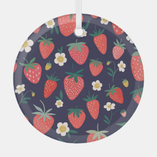 Erdbeere Blume & Früchte: Dekoratives Muster Ornament Aus Glas