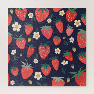 Erdbeere Blume & Früchte: Dekoratives Muster Puzzle