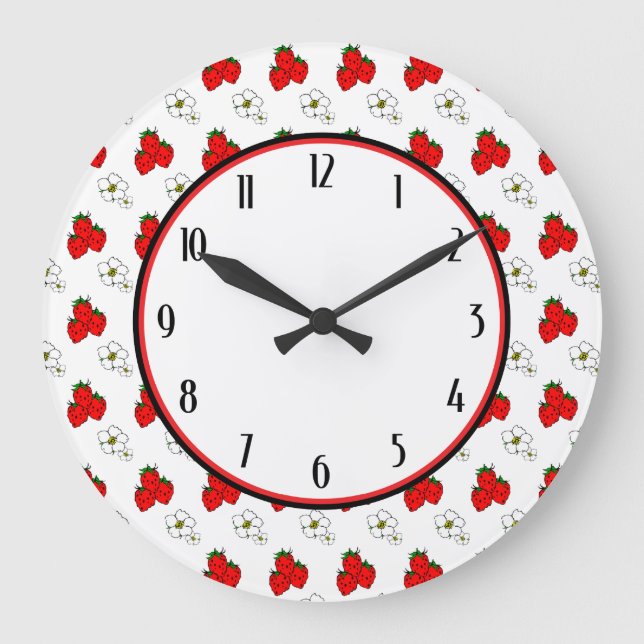 Erdbeere Blume Retro Kitchenette Uhr (Vorderseite)