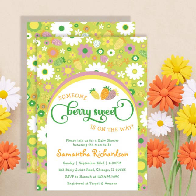 Erdbeere Botanische Babydusche Einladung (Von Creator hochgeladen)