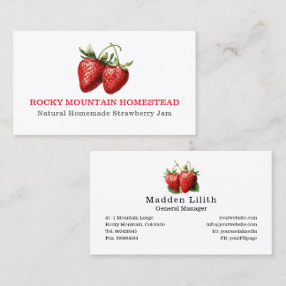 Erdbeere Botanische Illustration Visitenkarte