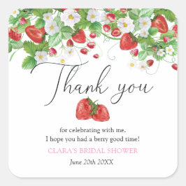 Erdbeere-Brautparty Quadratischer Aufkleber