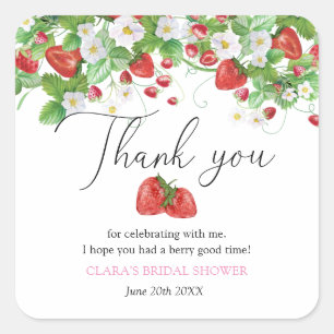 Erdbeere-Brautparty Quadratischer Aufkleber