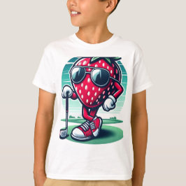 Erdbeere Cool Golfer! - Cartoon Strawberry Golf T-Shirt