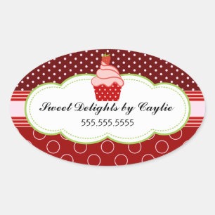 Erdbeere Cupcake Bäckerei Box Siegel Ovaler Aufkleber