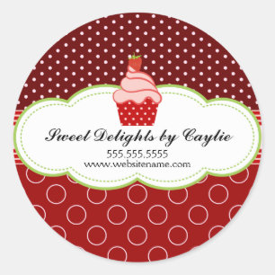 Erdbeere Cupcake Bäckerei Box Siegel Runder Aufkleber