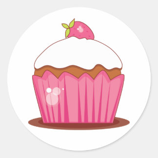 Erdbeere Cupcake Koordination von Umschlag Aufkleb Runder Aufkleber