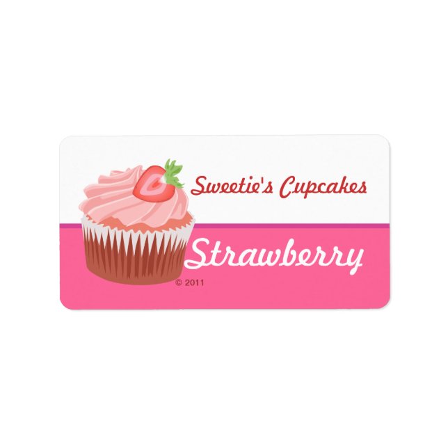 Erdbeere Cupcake Labels Adressaufkleber (Vorne)