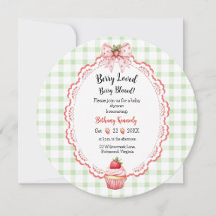 Erdbeere Cupcake Round Baby Dusche Einladung